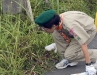 植栽の中のゴミも